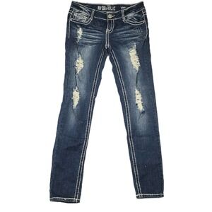 Hydraulic Y2K Vikki Leggings Women's Size 13/14 Distressed Blue Denim Jeans